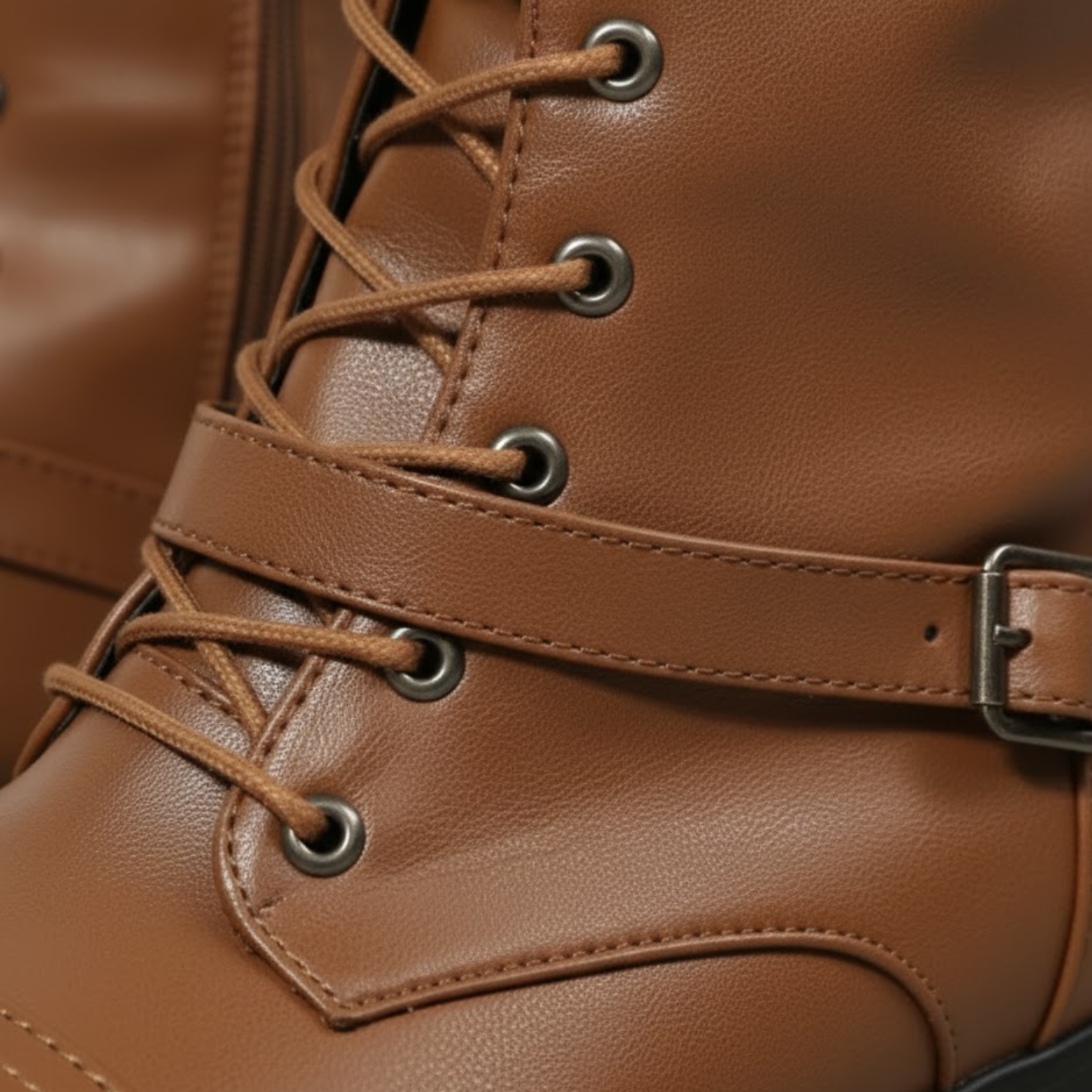 Women's Leather Platform Combat Knee High Boots