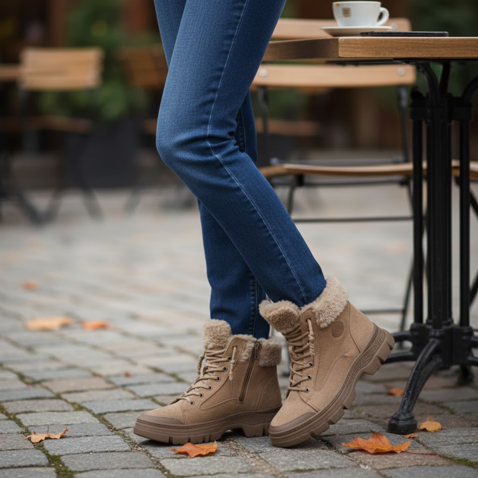 Dame Premium Ægte Læder Vinter Ankelstøvler med Tykkelse Sål og Plysforede Sne Støvler