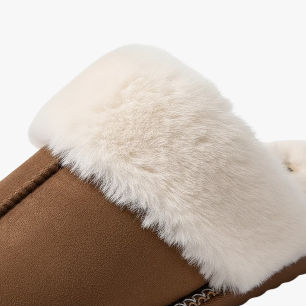 Pantuflas de invierno Smile Pop con forro de algodón y piel sintética para mujer, suaves y cómodas para el dormitorio