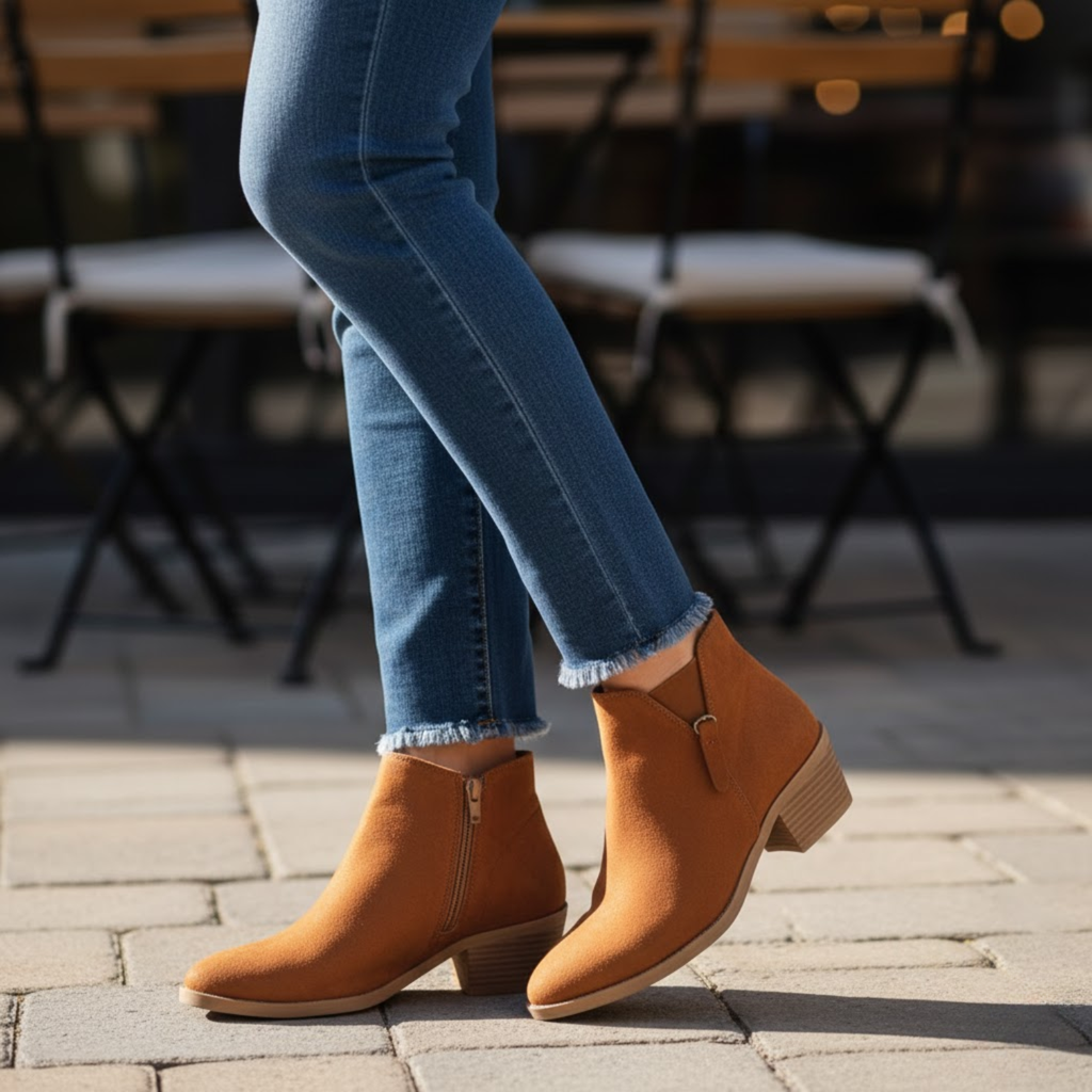Stivaletti da donna eleganti in camoscio autunnali con cerniera laterale plateau stile Chelsea