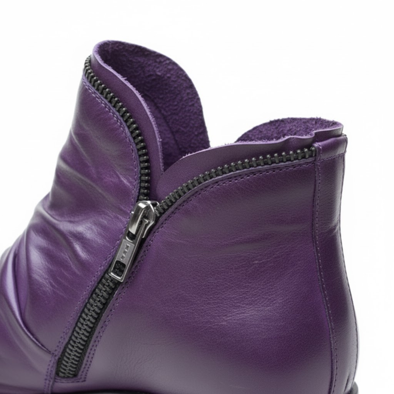 Trendy Purple Women's Leather Ankle Boots