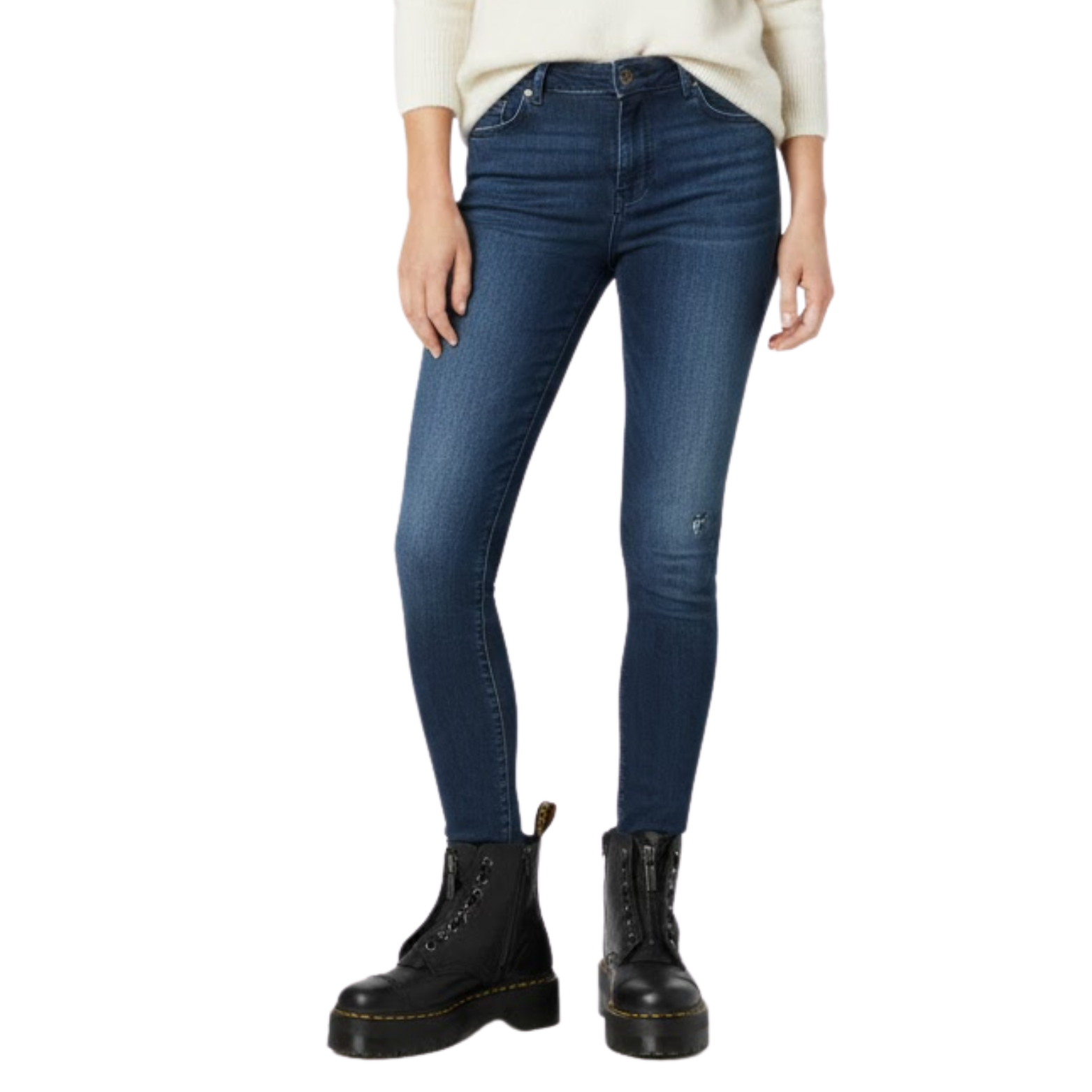 Botas con plataforma de cuero genuino para mujer, cierre frontal con cremallera, estilo punk de lujo para motociclista en invierno