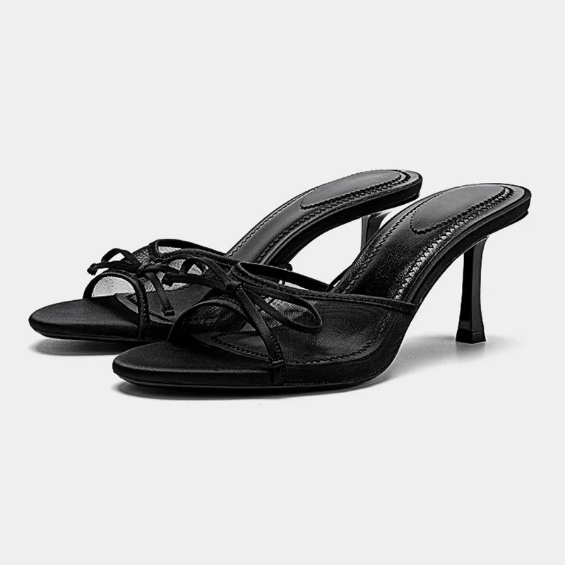 Women's Comfort Kitten Heel Mule Sandals – Open Toe, Airy Slip-On Design