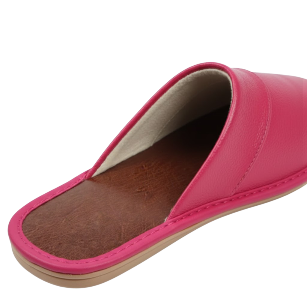 Unisex Cow Leather and Linen Indoor House Slippers