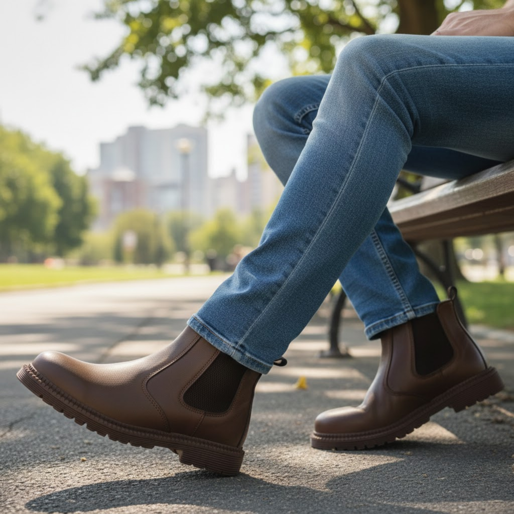 Waterproof Work Safety Boots Men Leather Steel Toe