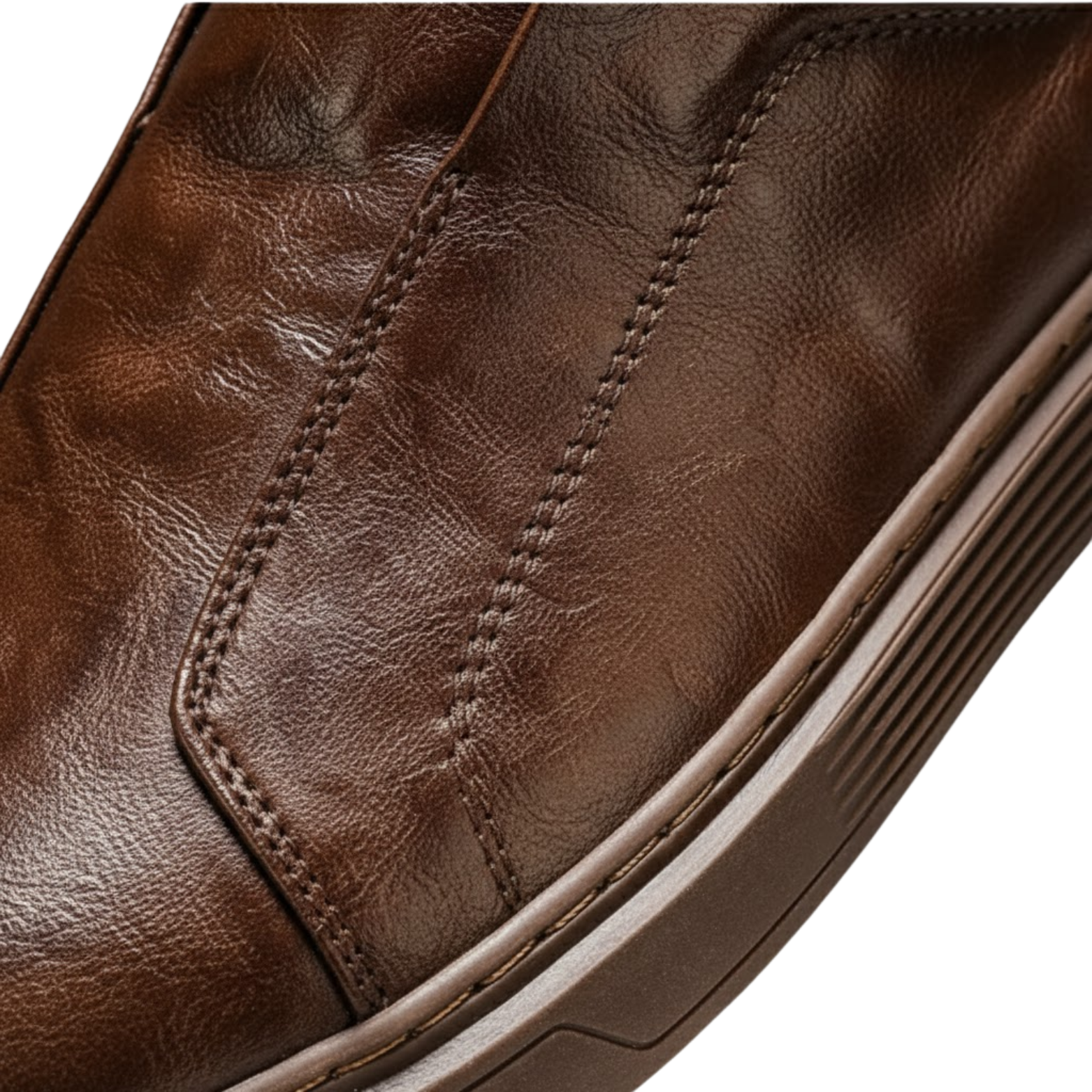 Men's Pure White Leather Slip On Flat Shoes