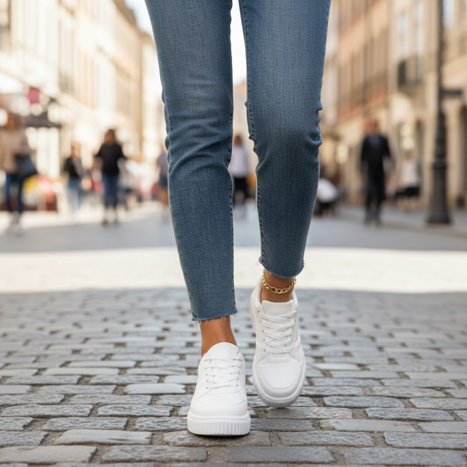 Sneakers da donna bianche, basse, traspiranti per camminata, corsa all'aperto e sport alla moda