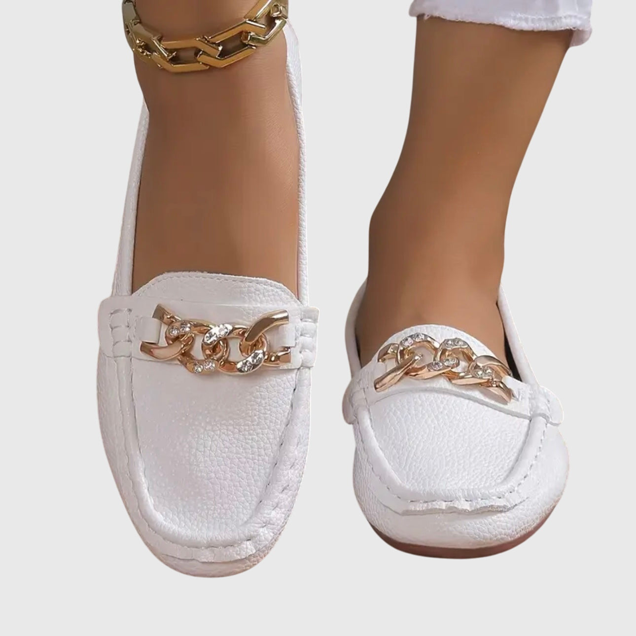 Mocassins femme à enfiler avec détail chaîne Chaussures plates habillées