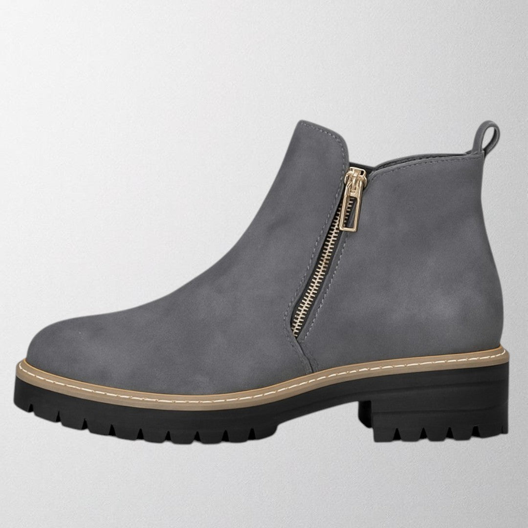 Women's Comfort Round Toe Shoes – Side Zip Fastening, Supportive Sole Design