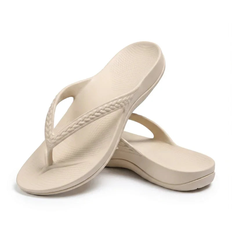 Damsandaler med tåsandaler och bågstöd, vadderade flip-flops