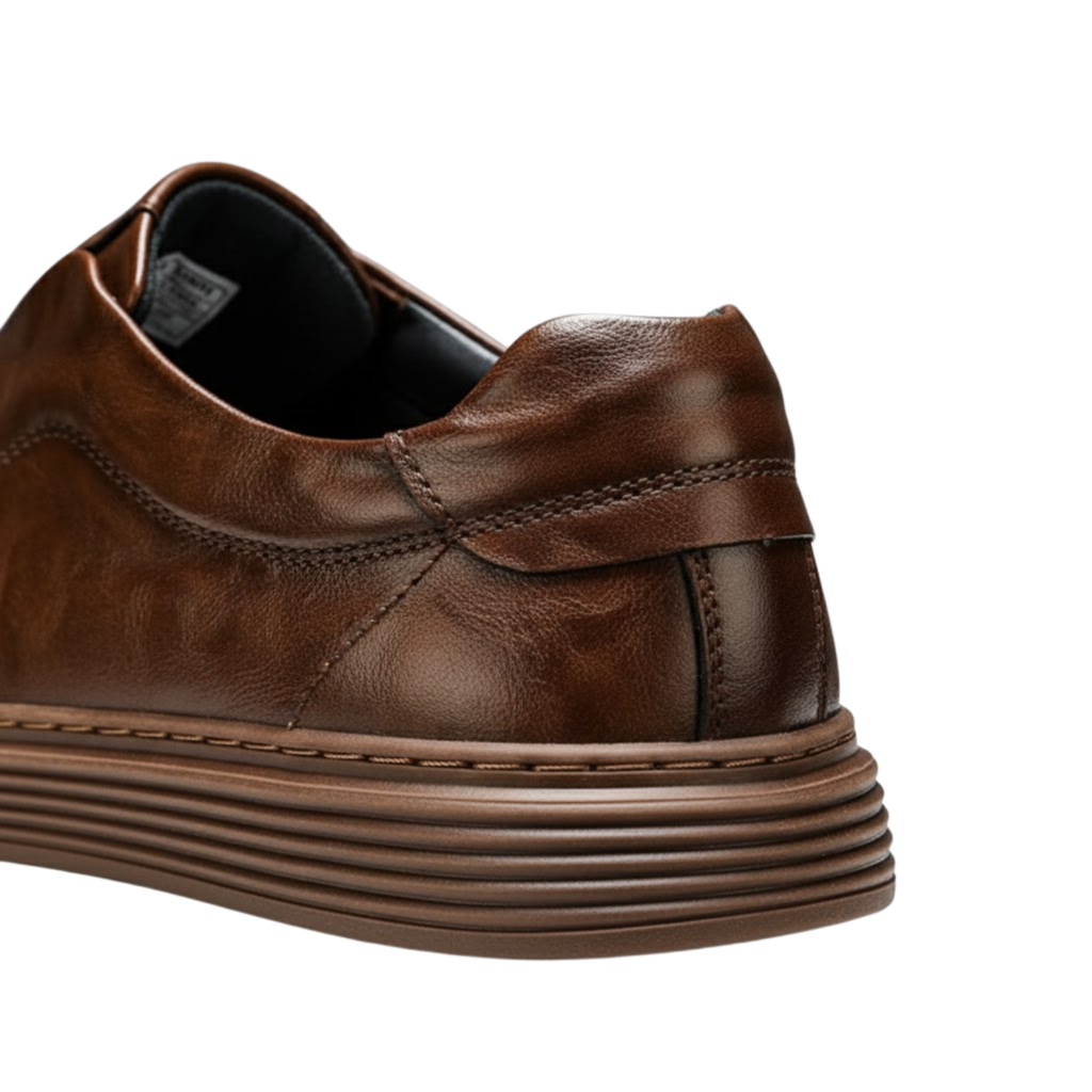 Men's Pure White Leather Slip On Flat Shoes