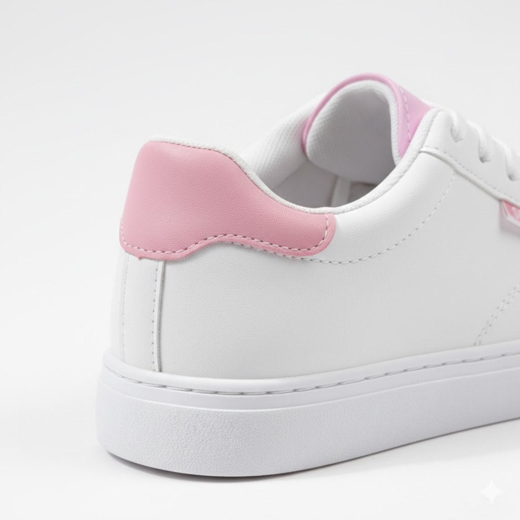 Sneakers eleganti da donna in pelle bianca, basse, con lacci, casual per studenti