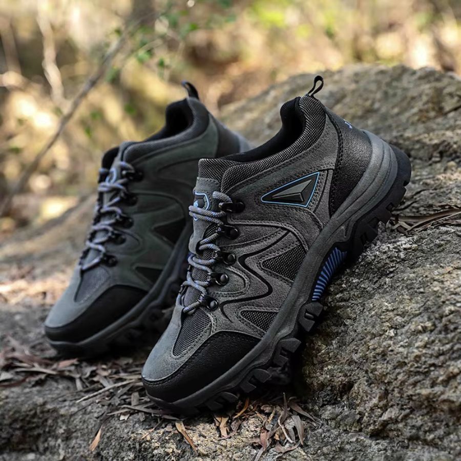 Chaussures orthopédiques de randonnée pour hommes en cuir suédé imperméable avec soutien de la voûte plantaire