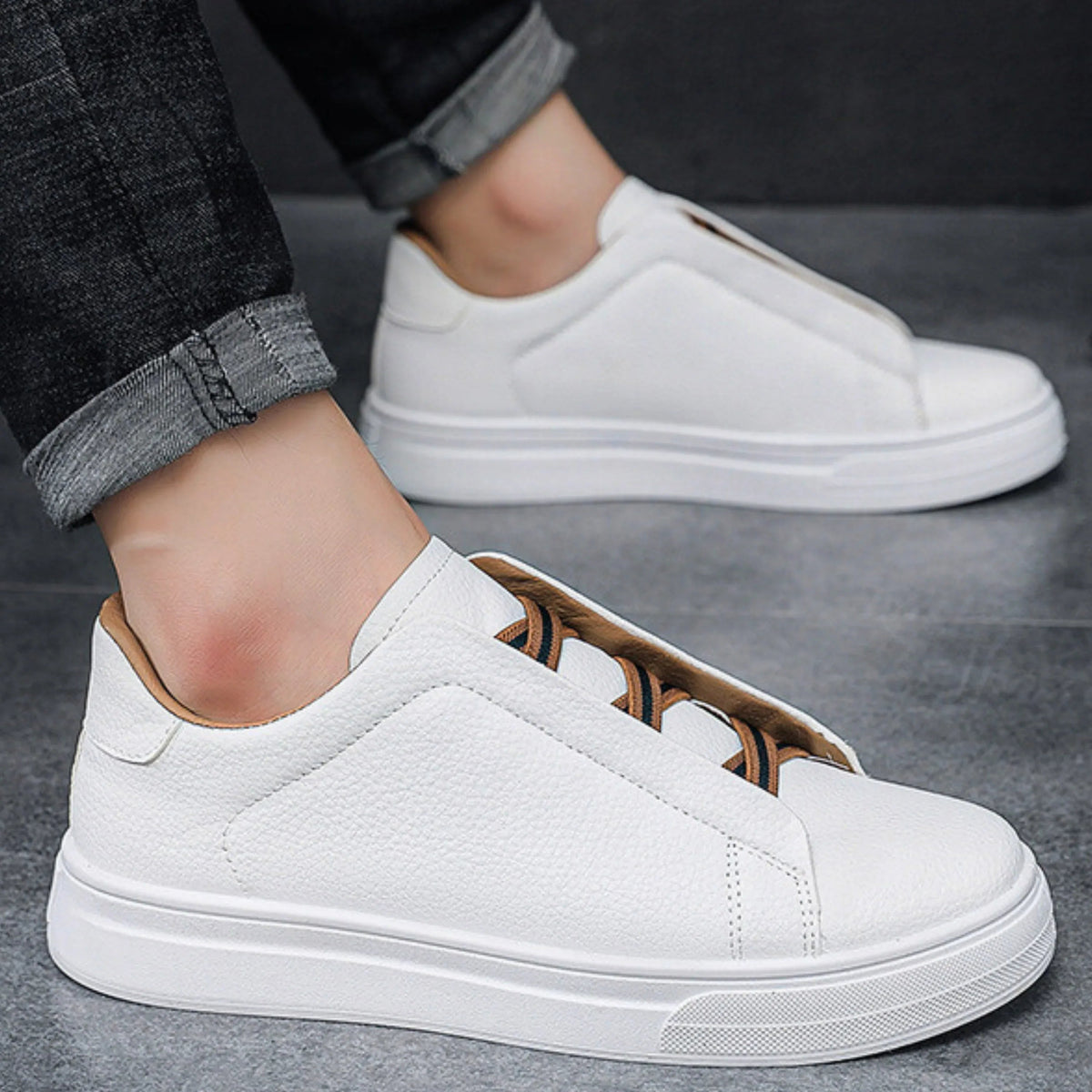 Men's Comfort Slip-On Sneakers – Textured Upper, Flexible Cushioned Sole