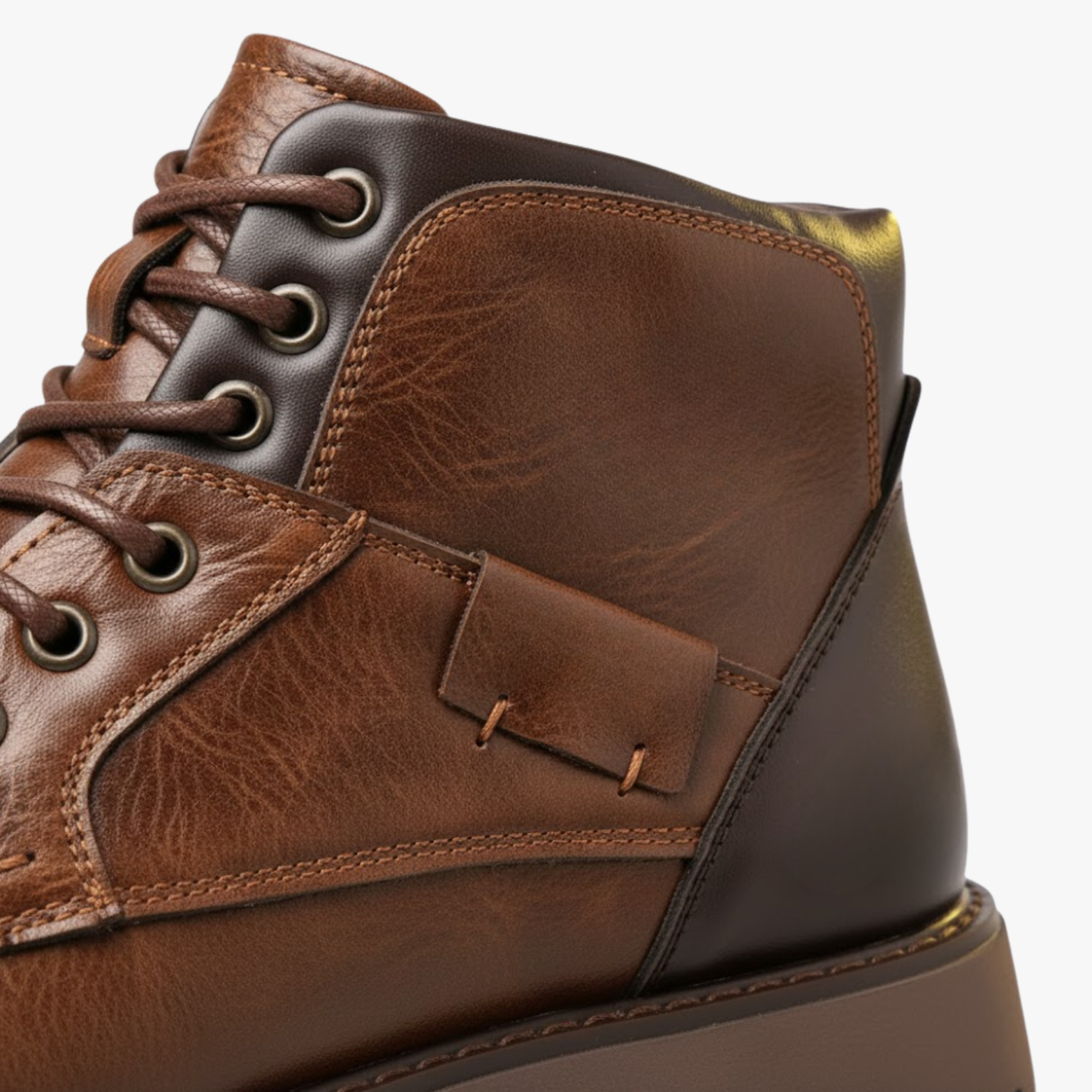 Leather Men Ankle Boots High Top Shoes Outdoor Work Casual Shoes Motorcycle Military Combat Boots