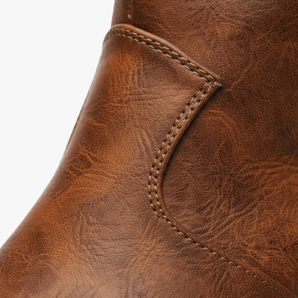 Fashionable Women's Denim Boots Medium High Heel Western Style Boots With Scrunch