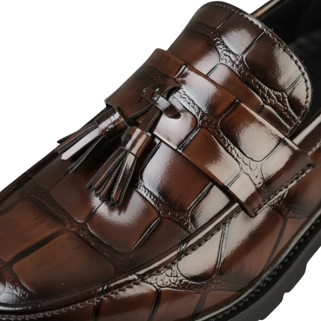 Men Retro Loafers Slip-on Platform Fringe Shoes