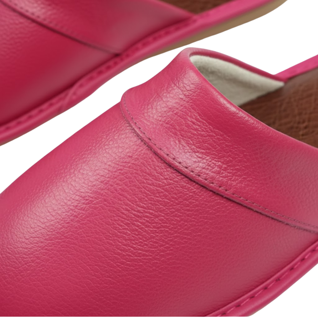 Unisex Cow Leather and Linen Indoor House Slippers