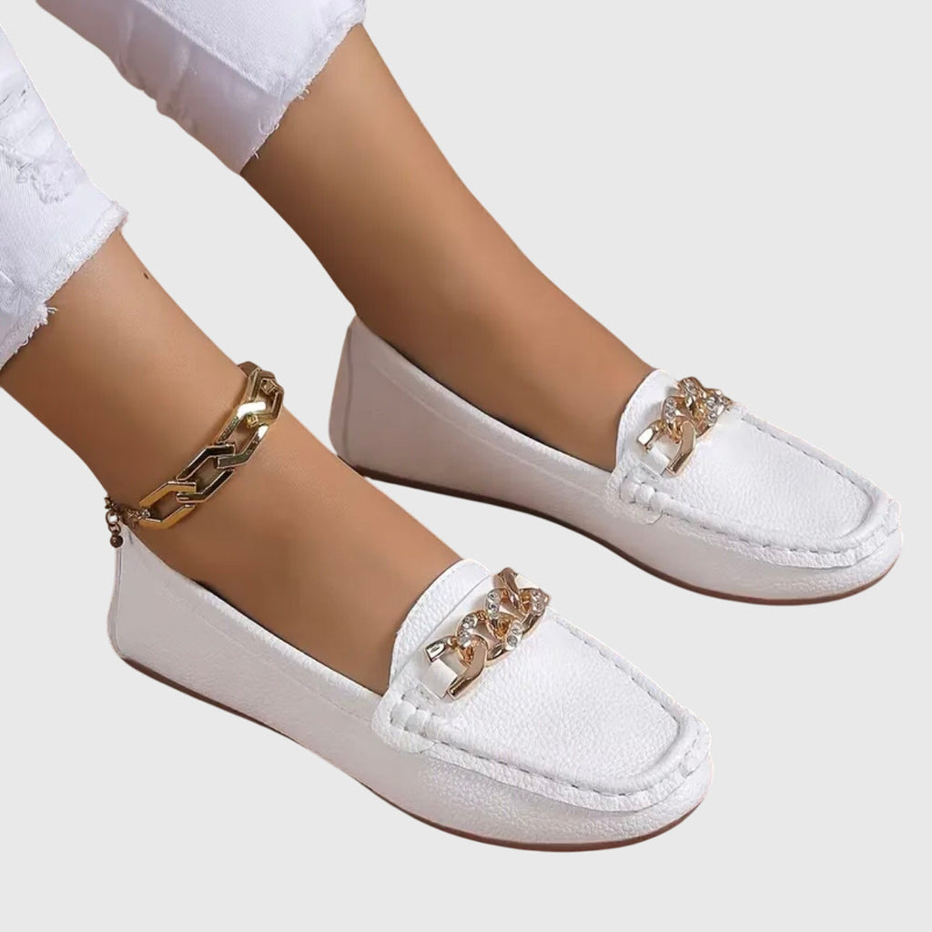Mocassins femme à enfiler avec détail chaîne Chaussures plates habillées