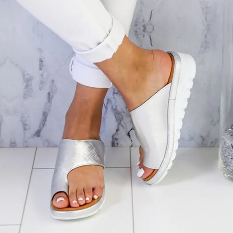 Women's Comfortable Leather Sandals Optimal Support Orthopedic Wedge Slippers