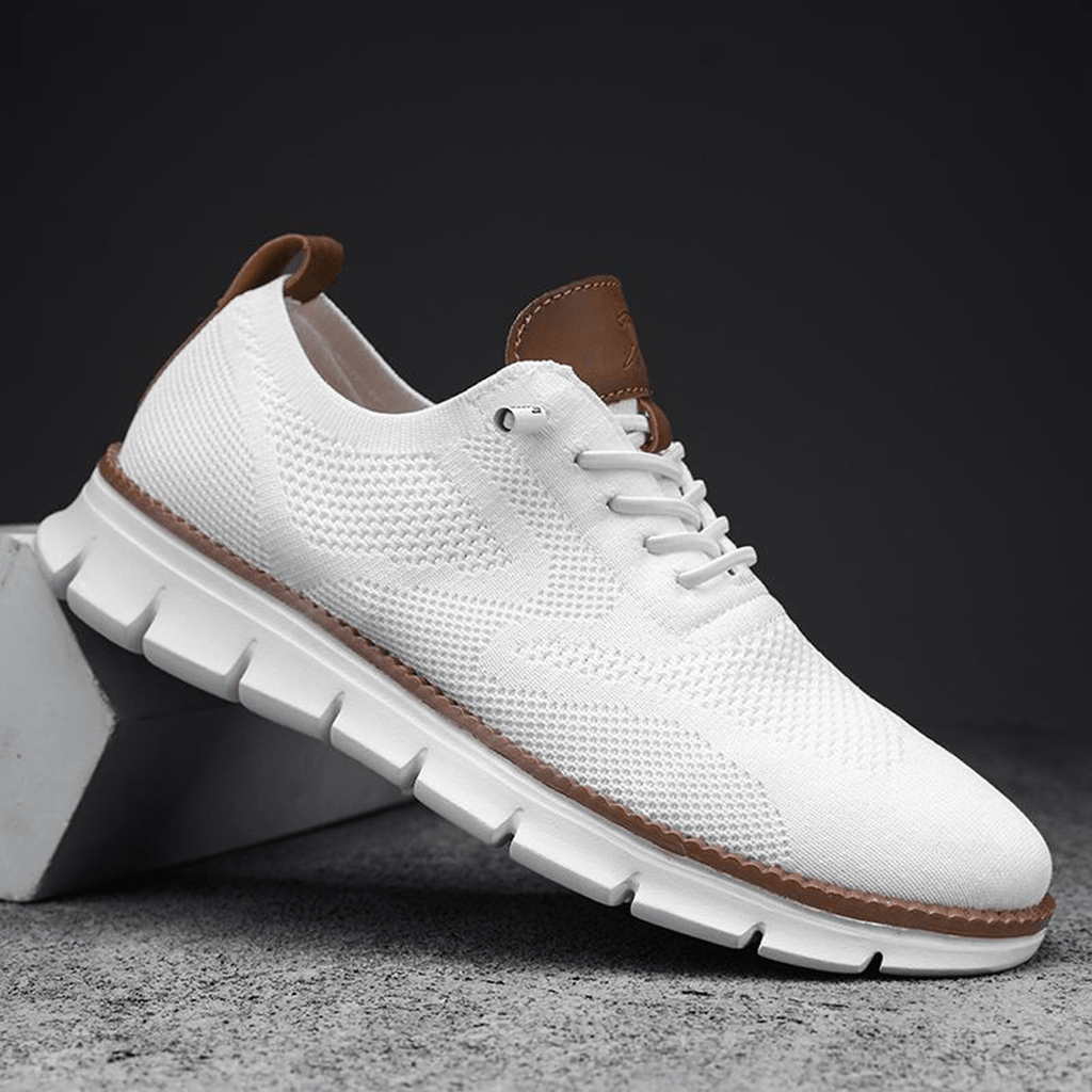 Sneakers casual da uomo in mesh traspirante con lacci, scarpe da passeggio