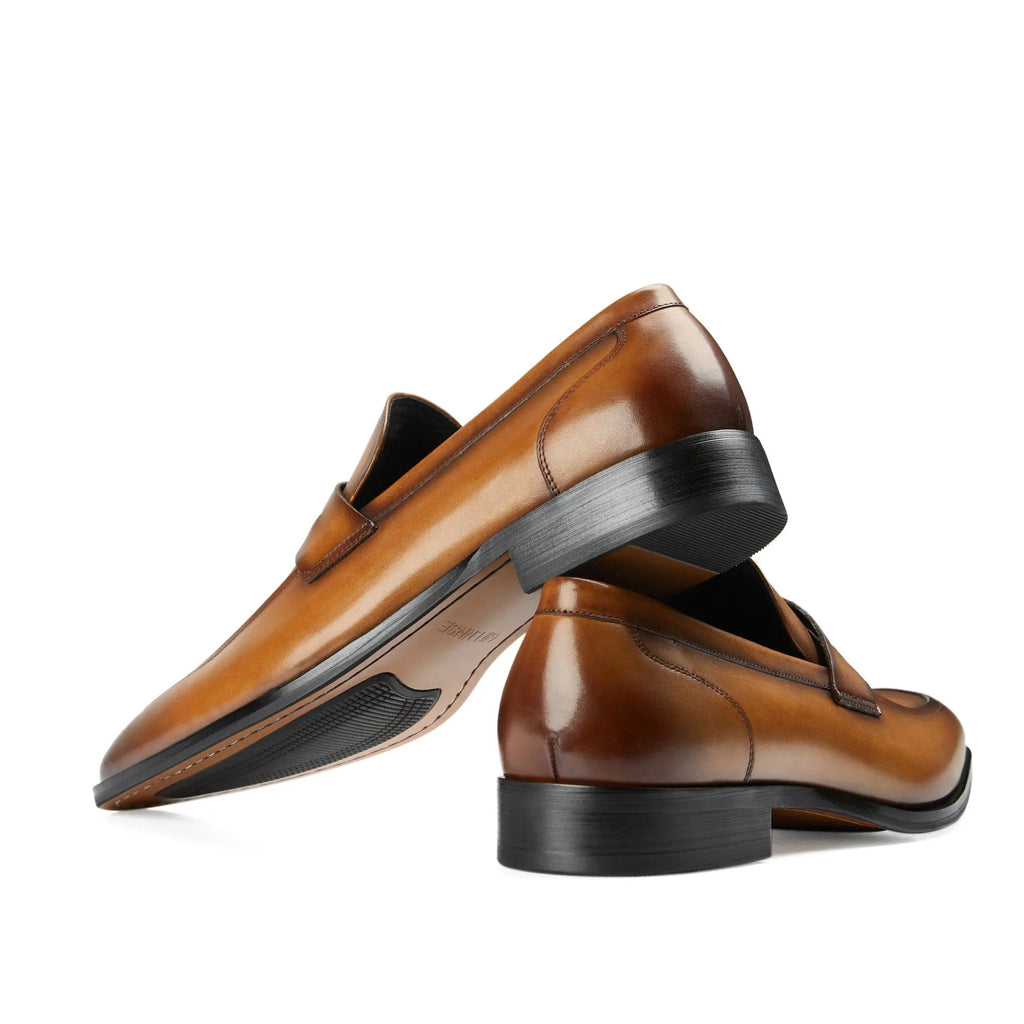 Mocassins pour hommes en cuir véritable avec design sans lacets et finition polie