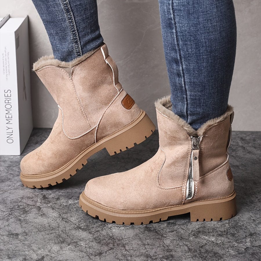 Women's Comfort Western Suede Ankle Boots – Plush Lining, Durable Tread Sole