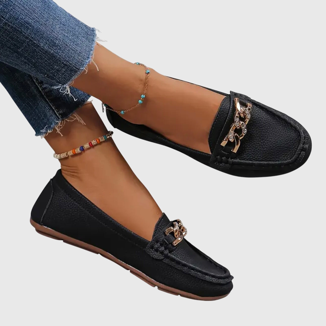 Mocassins femme à enfiler avec détail chaîne Chaussures plates habillées