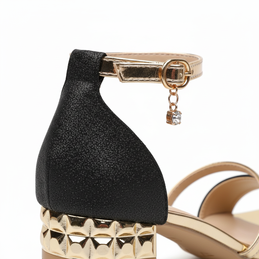 Sandales à talon bloc pour femmes avec bride pailletée à la cheville, chaussures orthopédiques pour mariage et soirée