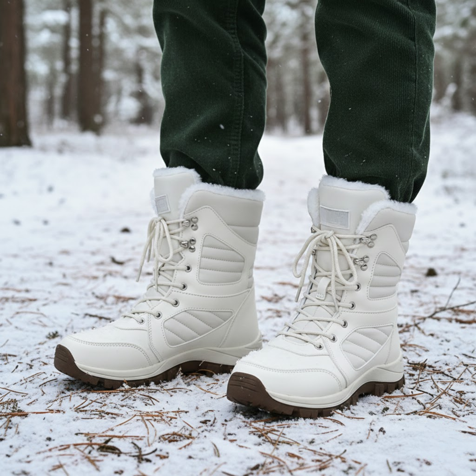 Dame Termiske Fleeceforede High Top Vinterstøvler Modstandsdygtige Vejrbestandige Vinterstøvletter