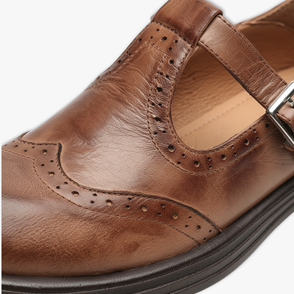 Women's Retro Brogue Leather Mary Jane Oxfords