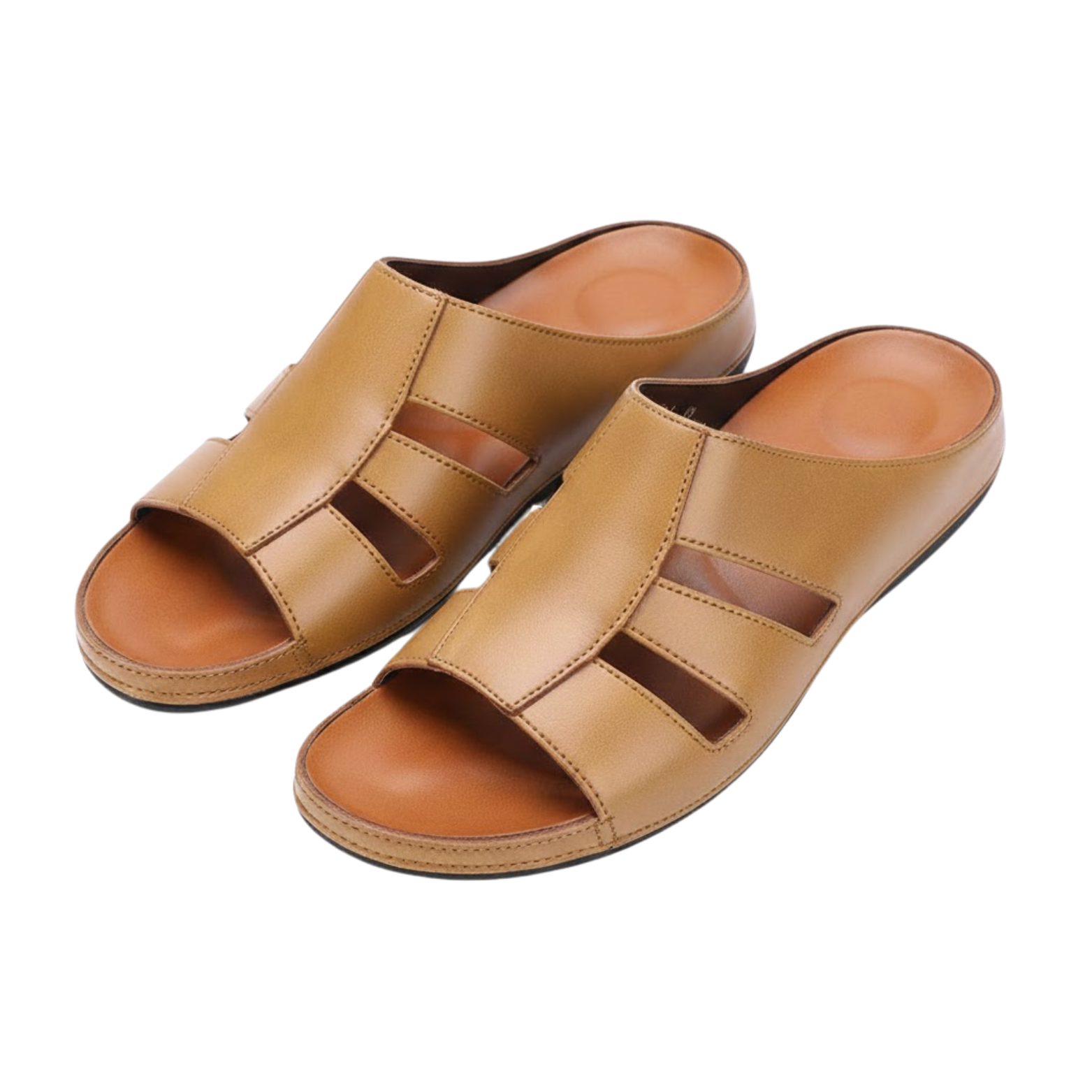 Men's Luxury Handmade Leather Peep Toe Slippers