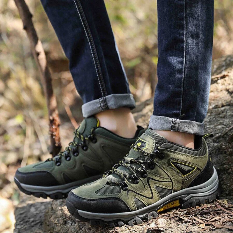 Chaussures orthopédiques de randonnée pour hommes en cuir suédé imperméable avec soutien de la voûte plantaire