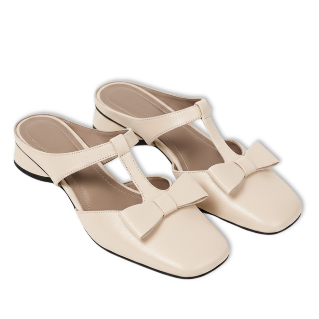 Women's Patent Leather Butterfly-Knot Mules