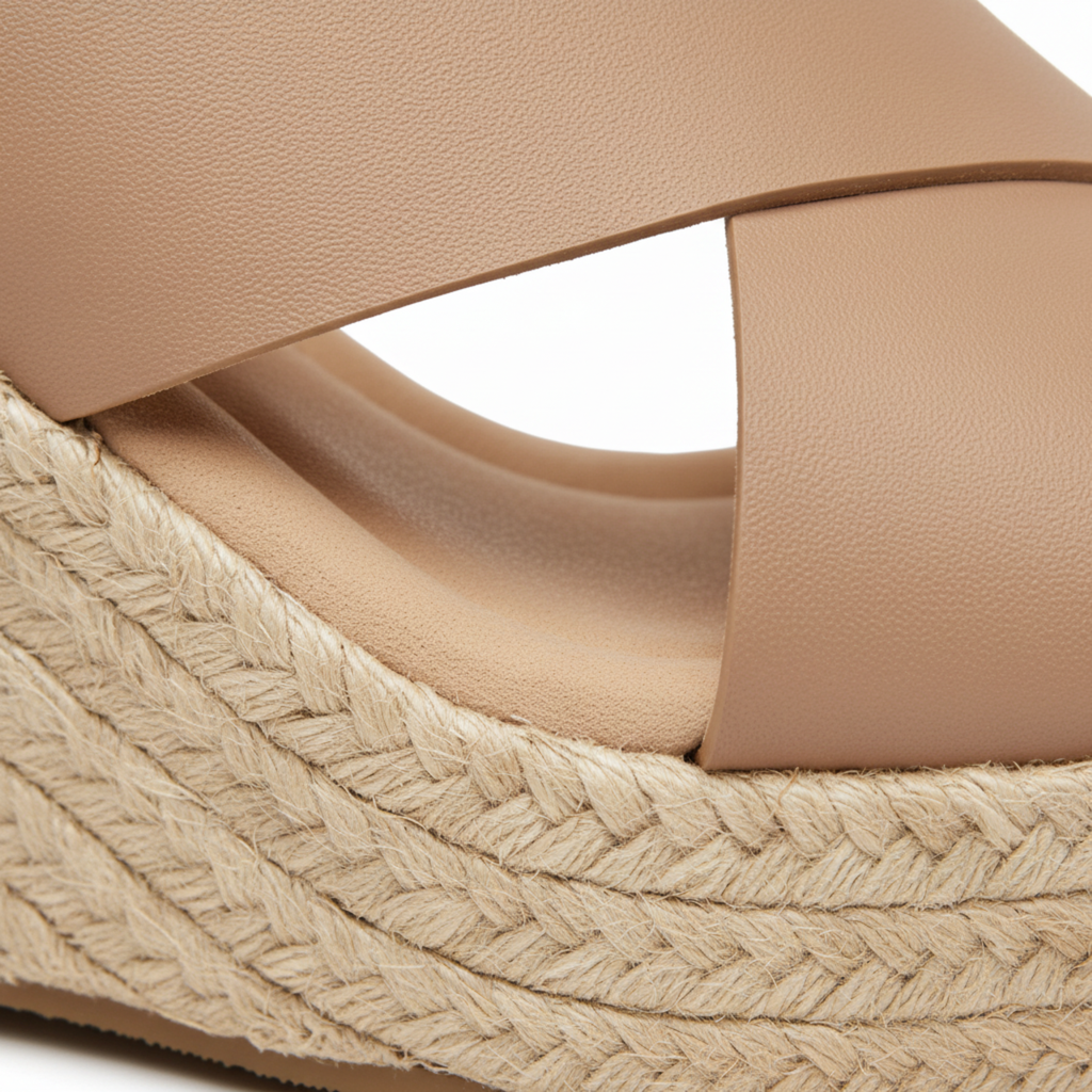 Sandales compensées espadrilles pour femmes Chaussures orthopédiques à plateforme avec brides croisées