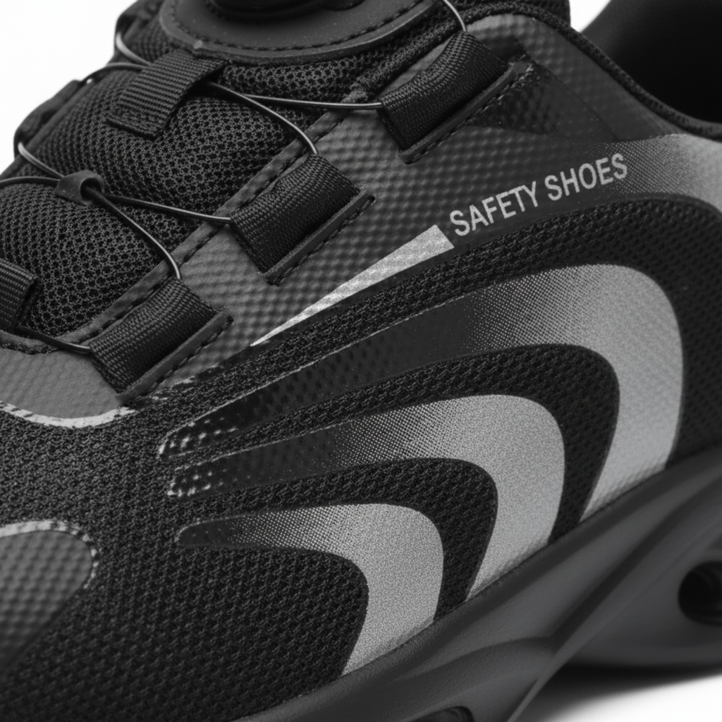 Chaussures de sécurité pour homme à embout en acier, bouton rotatif, anti-perforation, bottes de travail industrielles