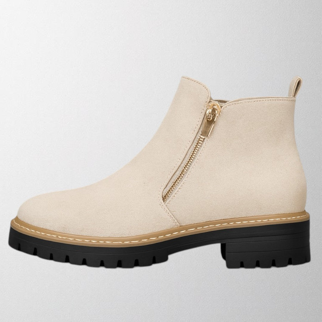 Women's Comfort Round Toe Shoes – Side Zip Fastening, Supportive Sole Design