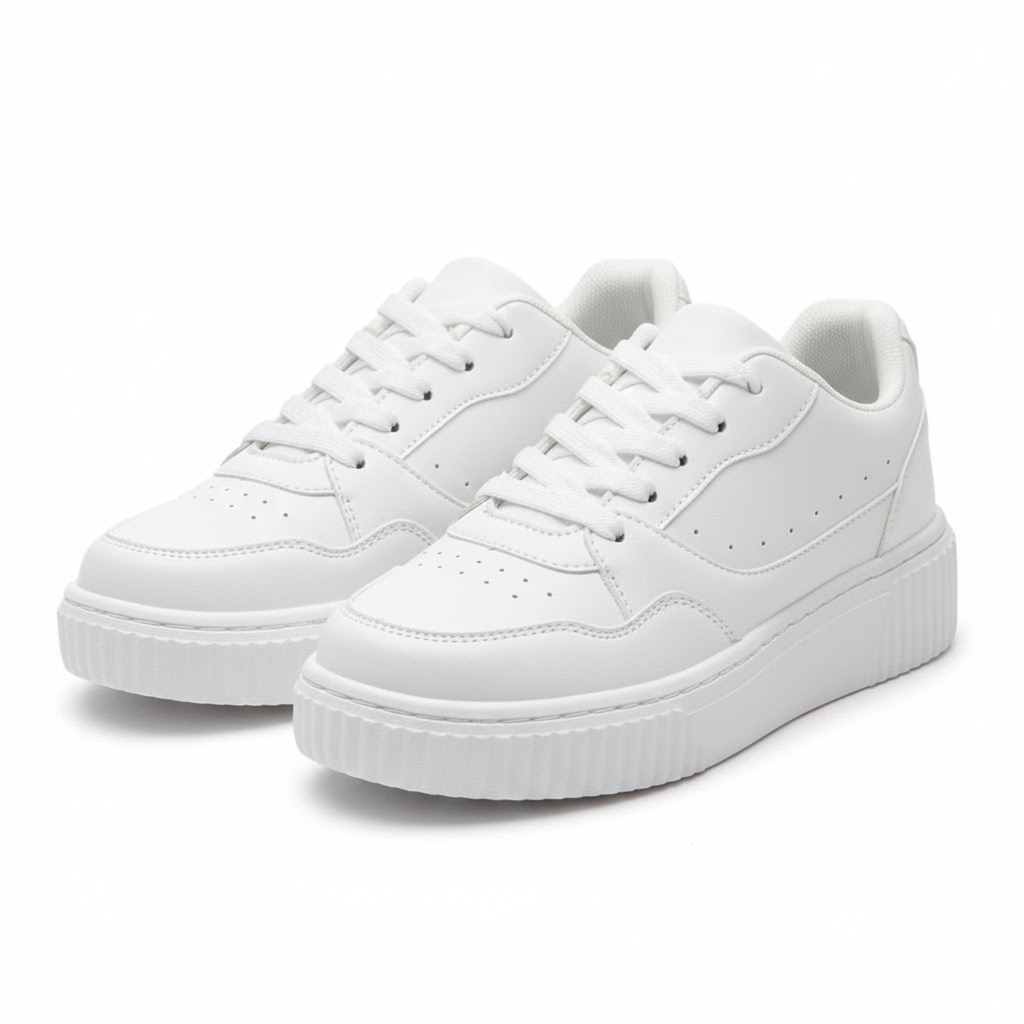 Sneakers da donna bianche, basse, traspiranti per camminata, corsa all'aperto e sport alla moda