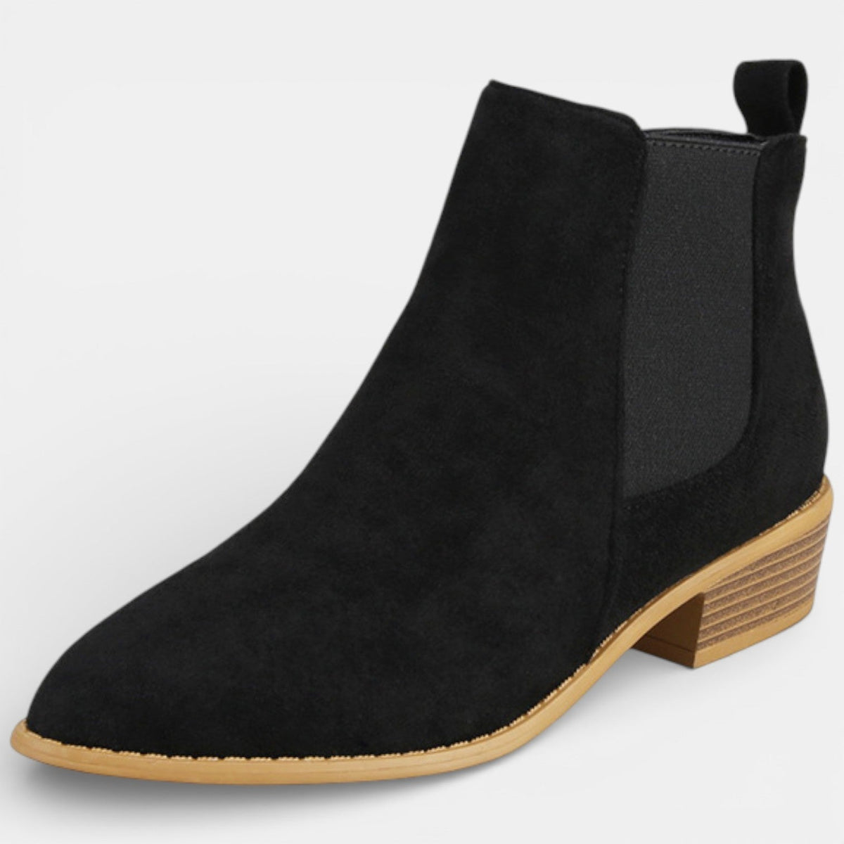 Women's Comfort Suede Ankle Boots – Stable Square Heel, Pointed Toe Design