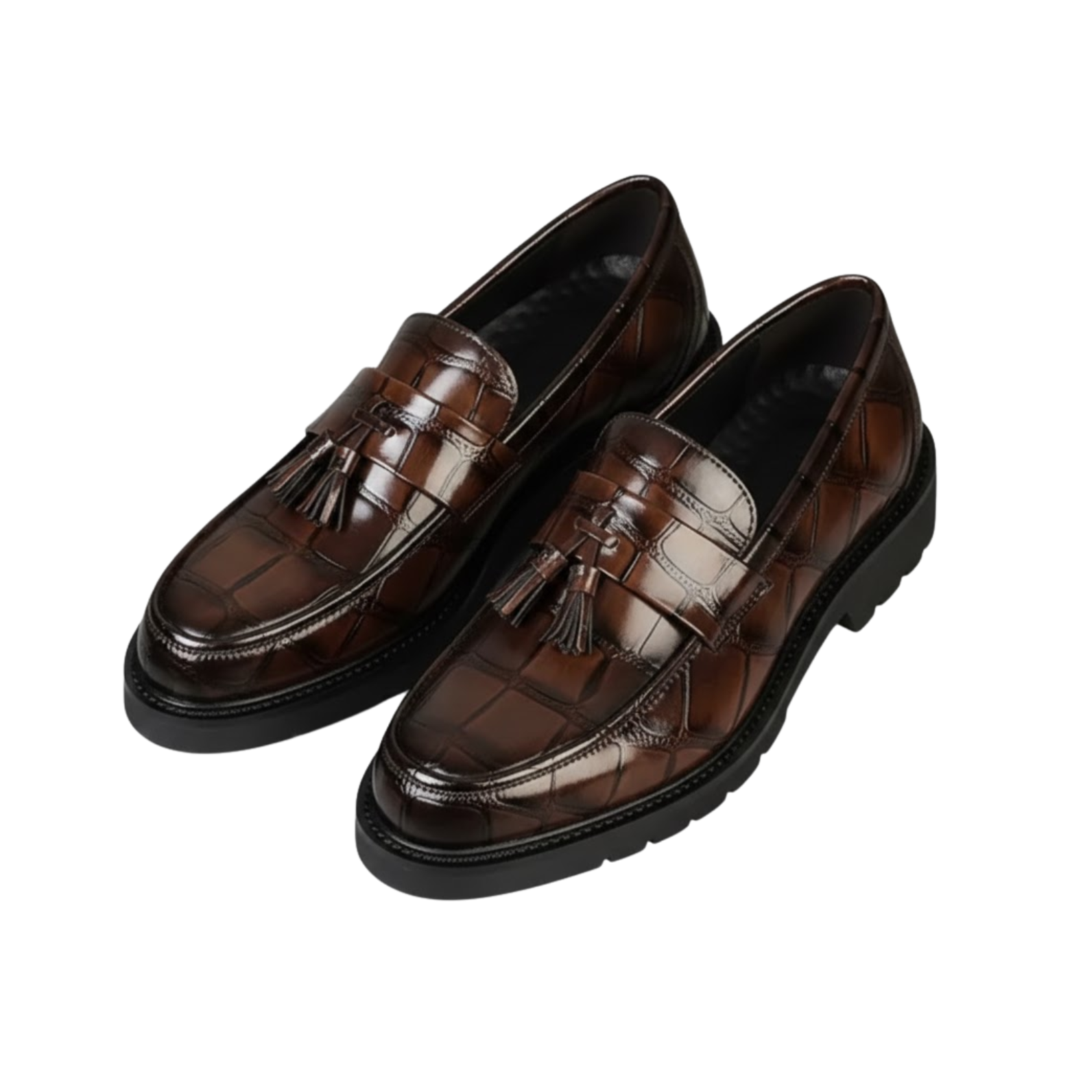 Men Retro Loafers Slip-on Platform Fringe Shoes