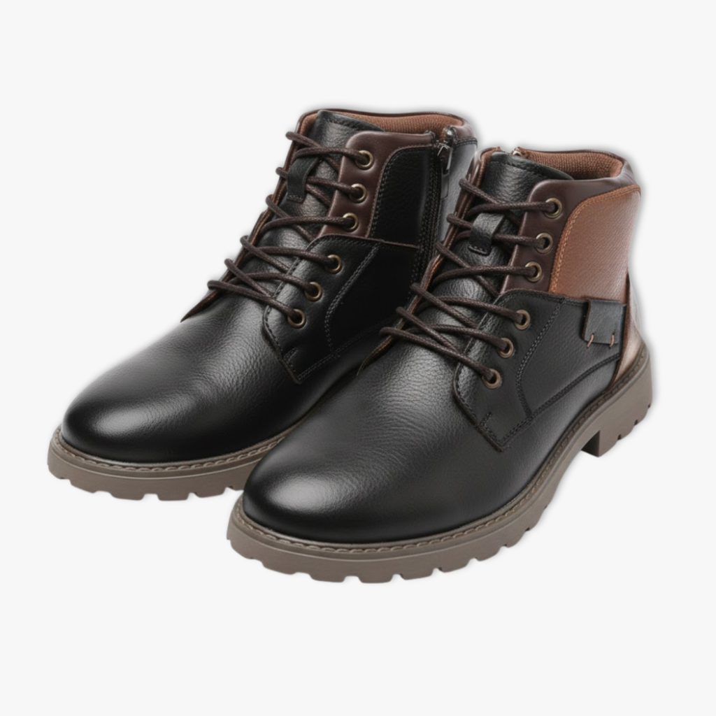 Leather Men Ankle Boots High Top Shoes Outdoor Work Casual Shoes Motorcycle Military Combat Boots