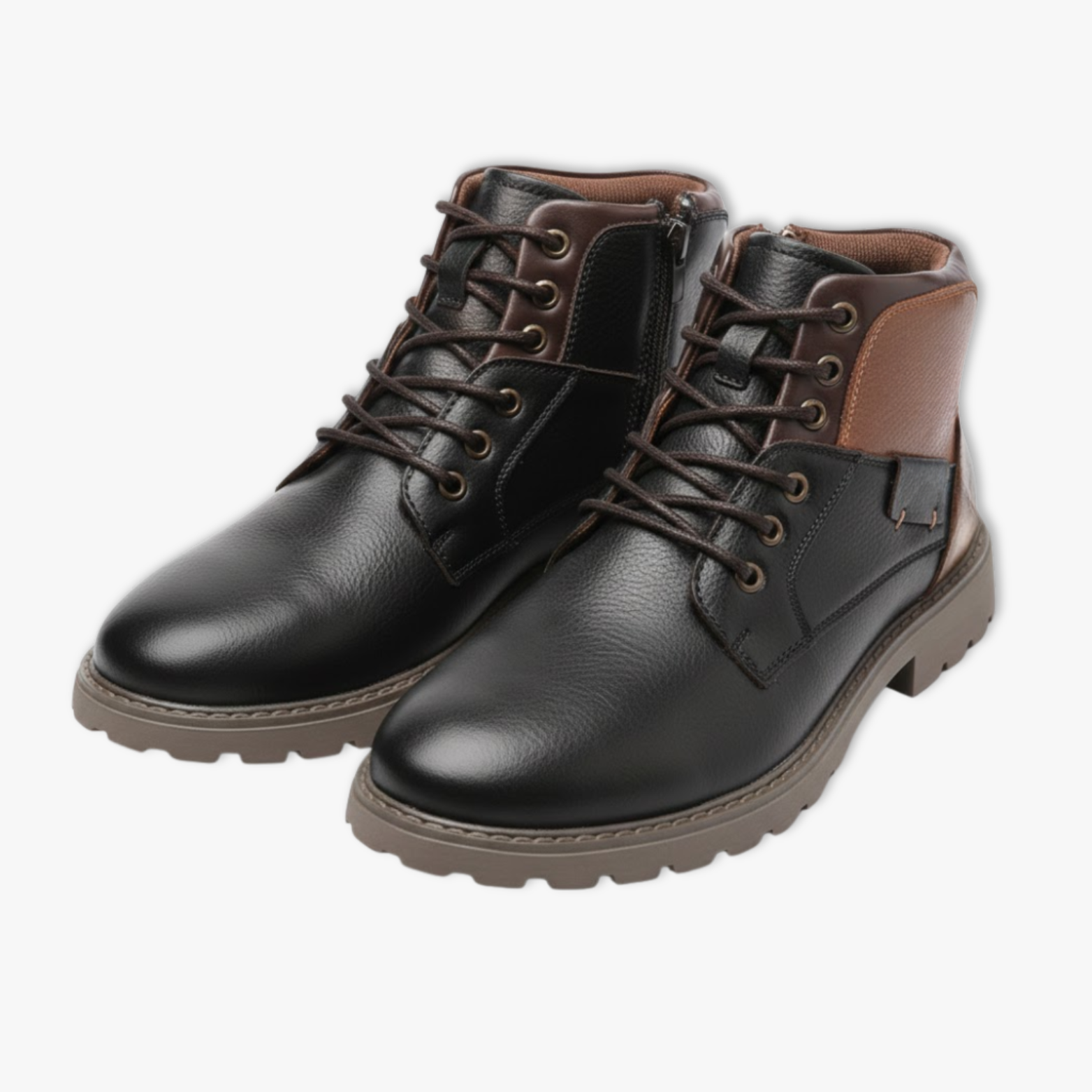 Leather Men Ankle Boots High Top Shoes Outdoor Work Casual Shoes Motorcycle Military Combat Boots