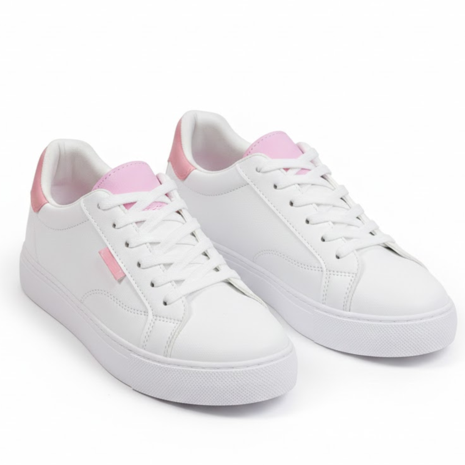 Sneakers eleganti da donna in pelle bianca, basse, con lacci, casual per studenti