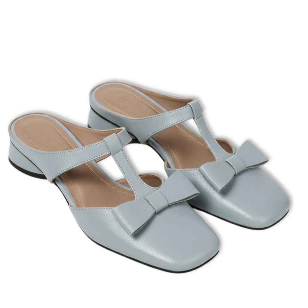 Women's Patent Leather Butterfly-Knot Mules