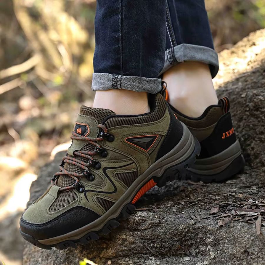 Chaussures orthopédiques de randonnée pour hommes en cuir suédé imperméable avec soutien de la voûte plantaire