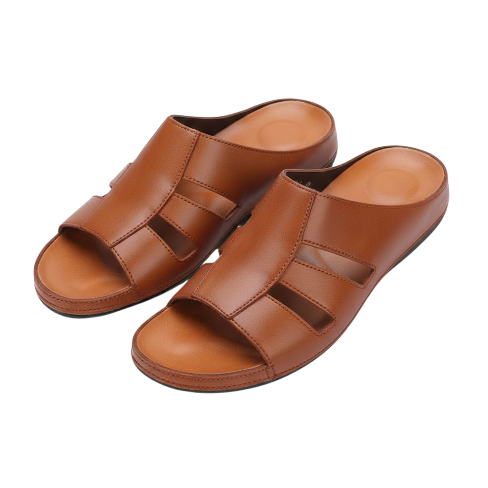 Men's Luxury Handmade Leather Peep Toe Slippers