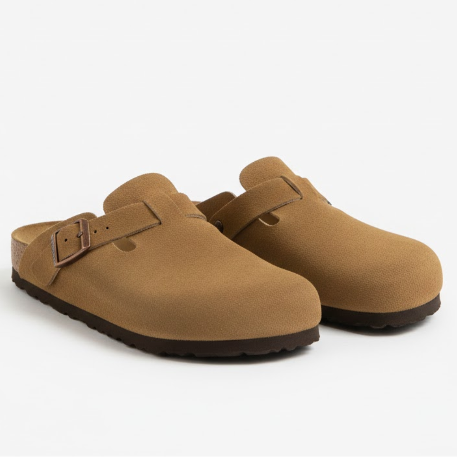 Bebealy Fashion Suede Clogs Women Cork Footbed Mules Nonslip Arch Support Slide Sandals