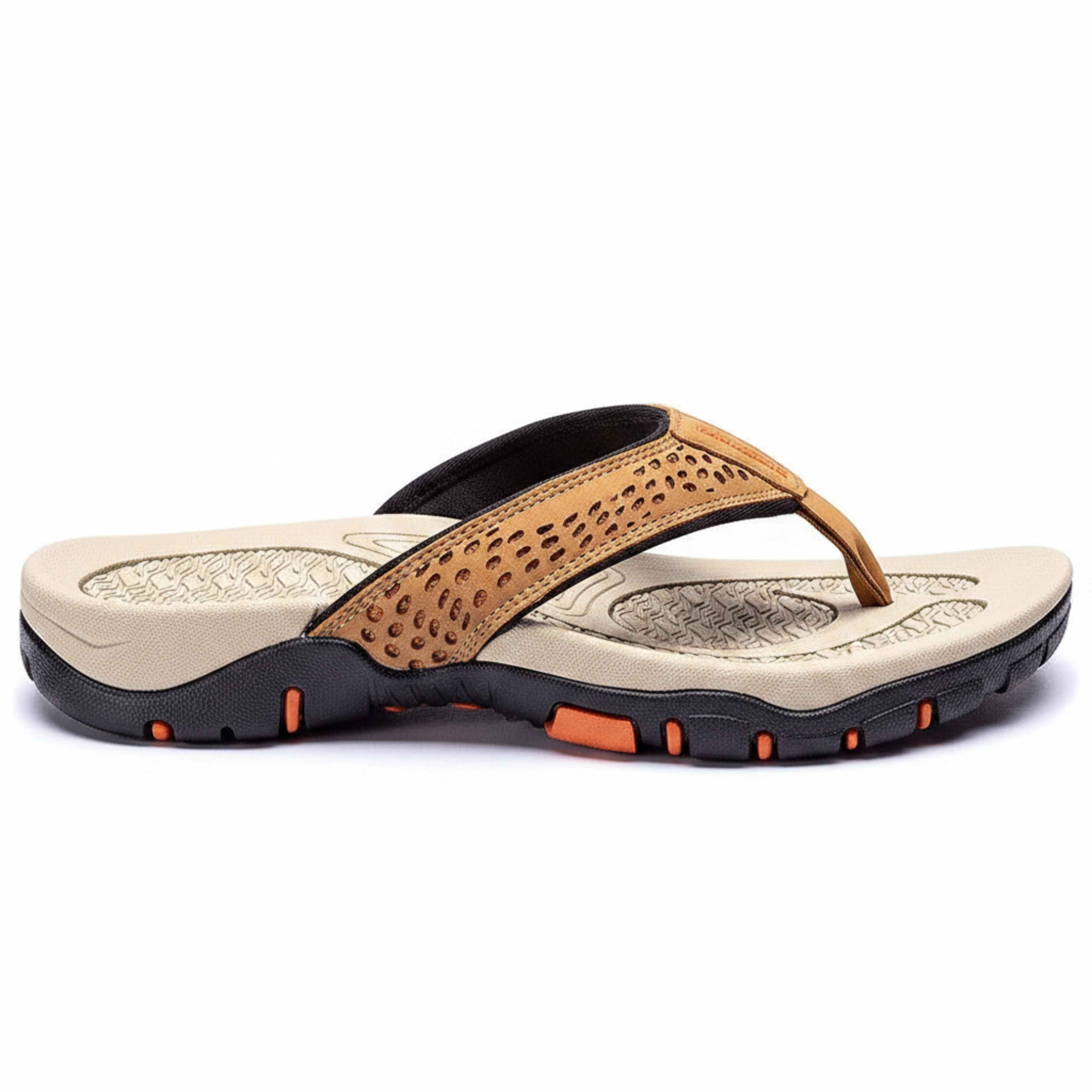 Tongs de sport orthopédiques pour homme avec soutien de la voûte plantaire, sandales de plage en cuir PU