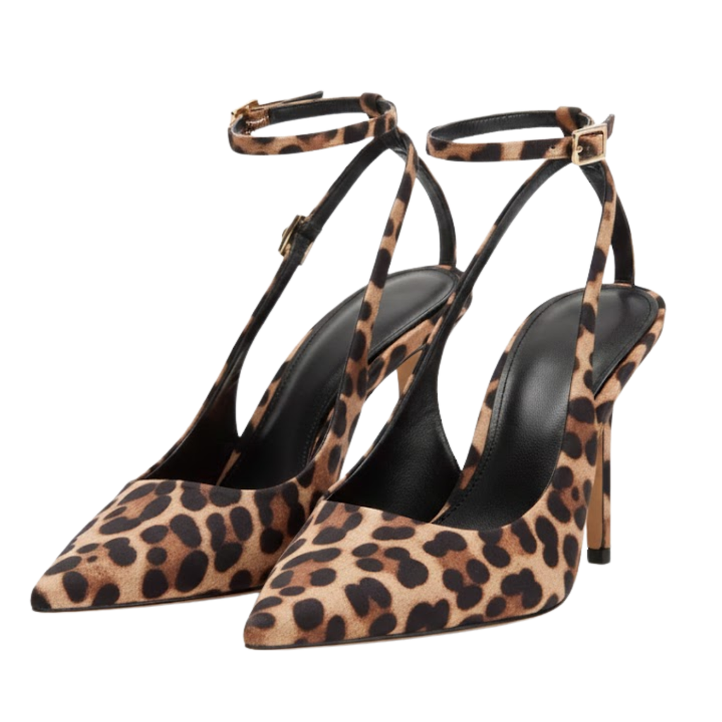 Leopard Print High Heels Pointed Toe Thin Heel Mule Sandals