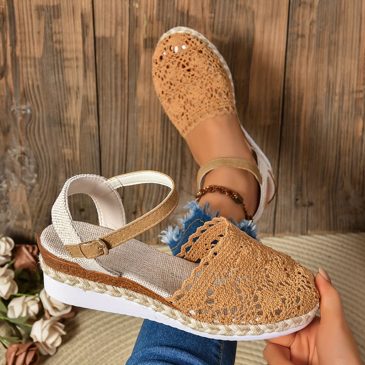 Women's Orthopedic Sandals Crochet Ankle Strap Platform Shoes